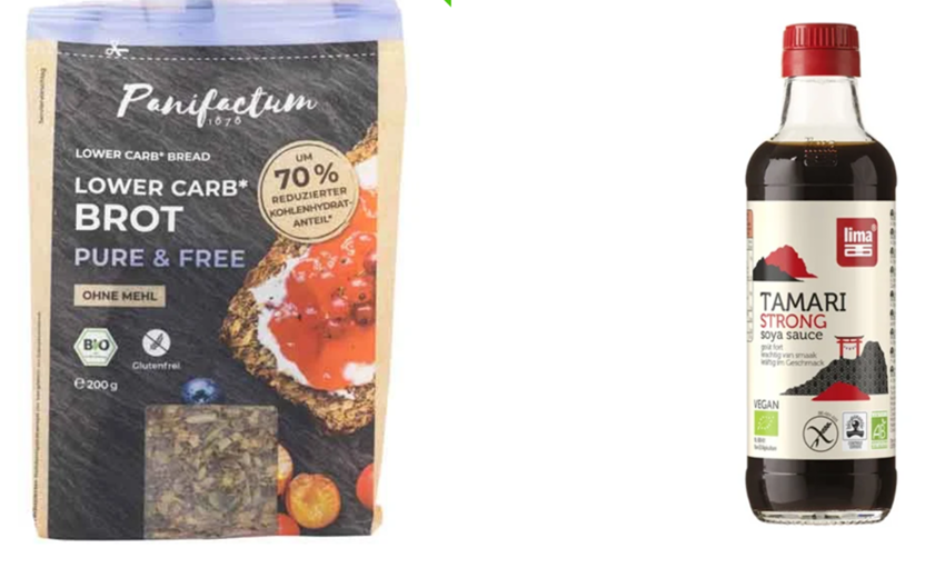 Eine Packung Brot eine Flasche mit Sojasoße von Unvertraeglich