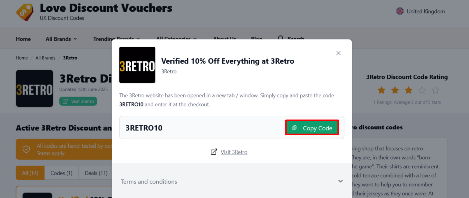 The page where you copy a 3Retro code