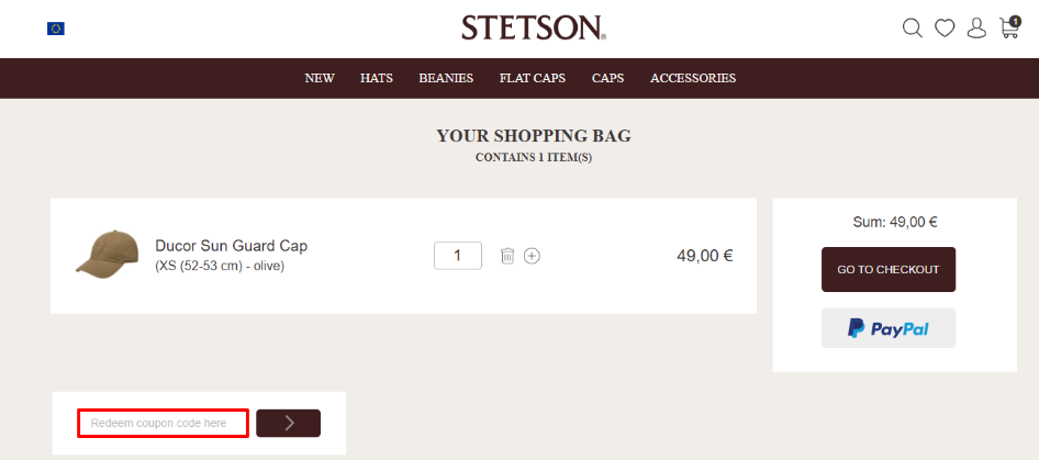 Redeem your Stetson promo code and use it on your order