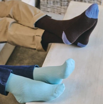 People wearing men's contrast wool non-elastic softop socks from the HJ Hall multipack savings