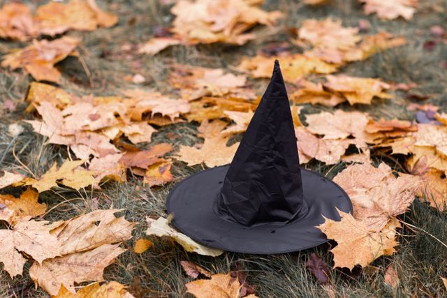 Black witch hat used for easy last-minute Halloween costumes