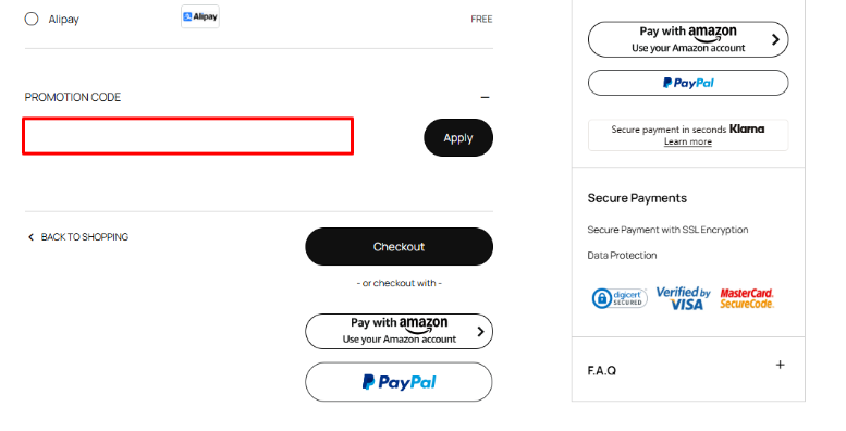 Paste your {brrand} promo code into the red box and apply it
