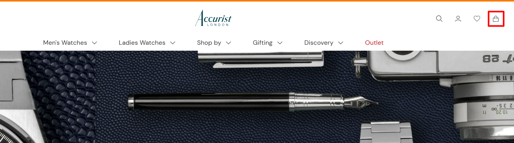 The Accurist page with the different Accurist categories