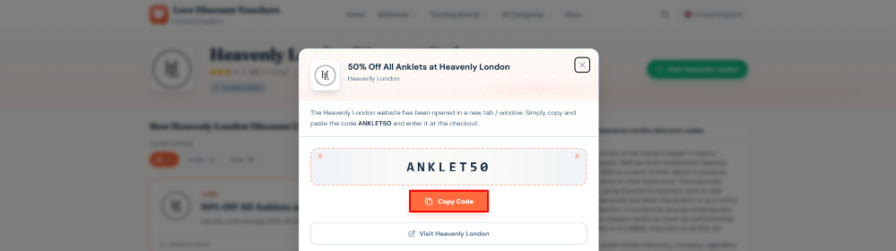 A Heavenly London code on Love Discount Vouchers