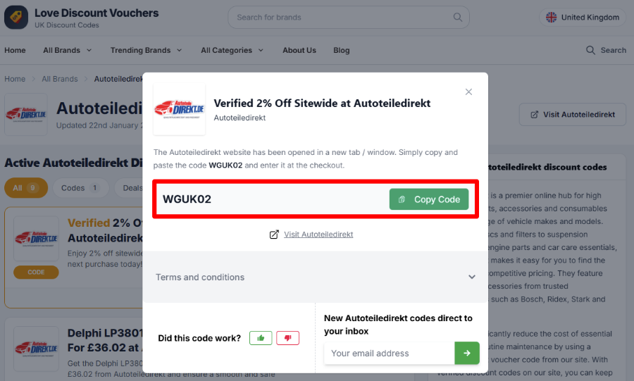 Copy your code to start shopping