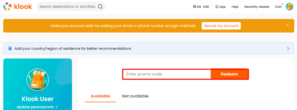 Redeem your discount code by pasting it in the red box and applying it