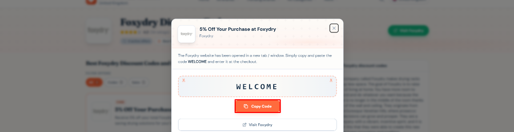 A Foxydry voucher code on Love Discount Vouchers