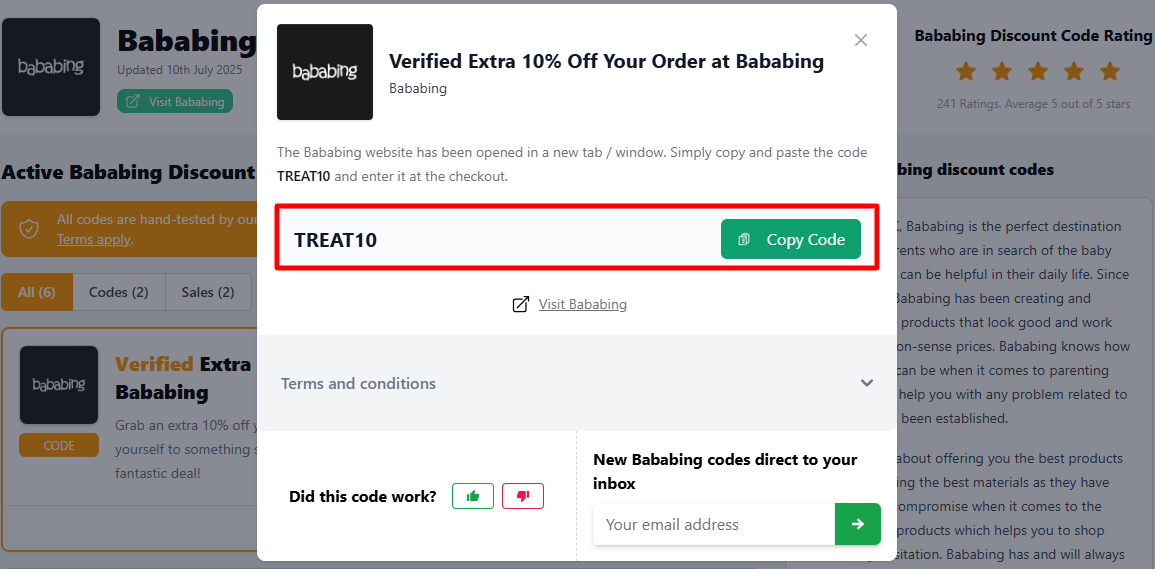 A Bababing code on Love Discount Vouchers