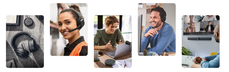 Jabra products on display and in use by people