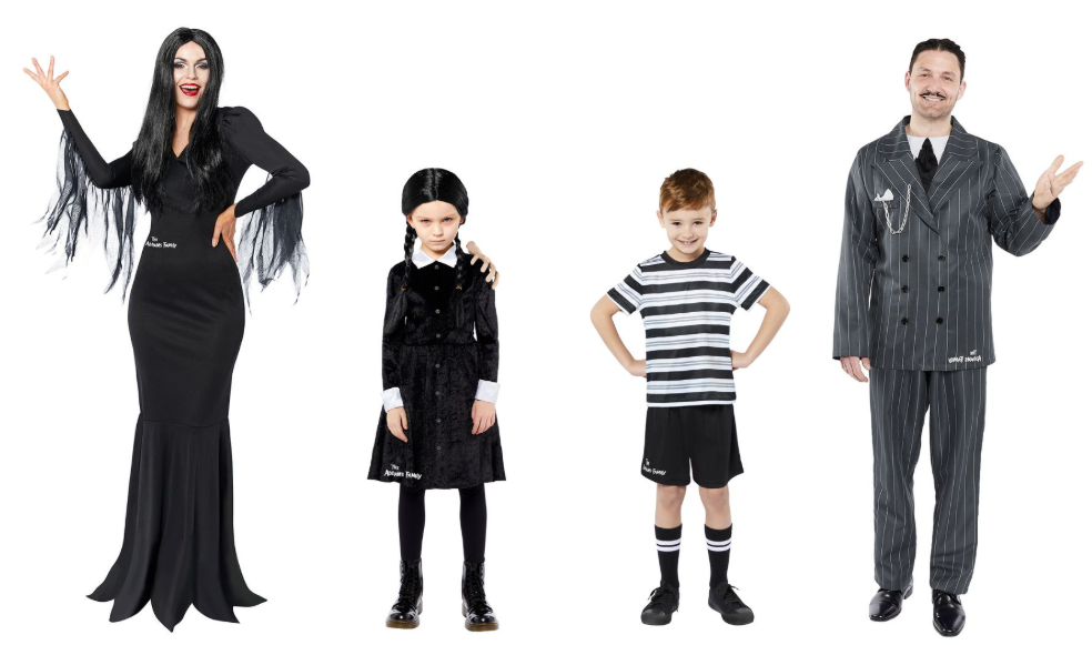 Family Halloween costume ideas: A family dressed up as the Addams family