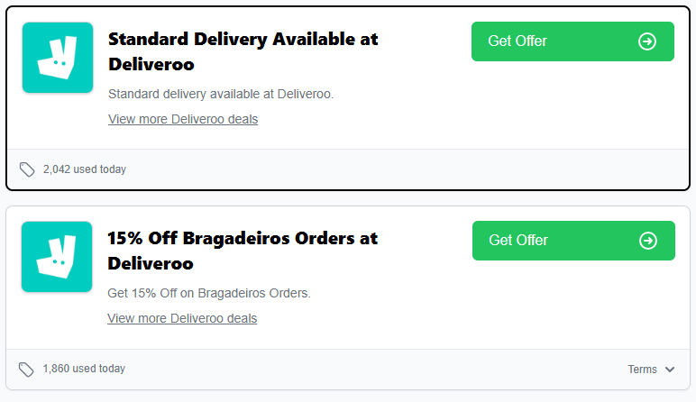 Irish Times Discount Codes Deliveroo promo codes annd offers listed