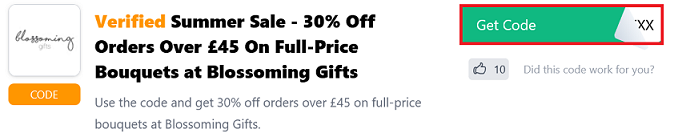 image showing the Blossoming Gifts Get Code button