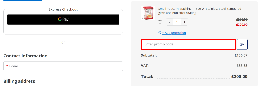 The expondo checkout page with where to paste the expondo voucher code in a red box