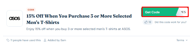 A box will show the ASOS voucher code to use on your purchase