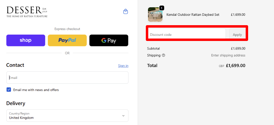 Paste your discount code in the red box to get your discount