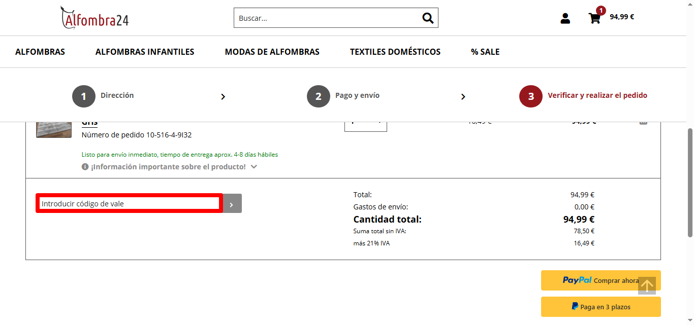 cuadro para insertar el cupón de la marca