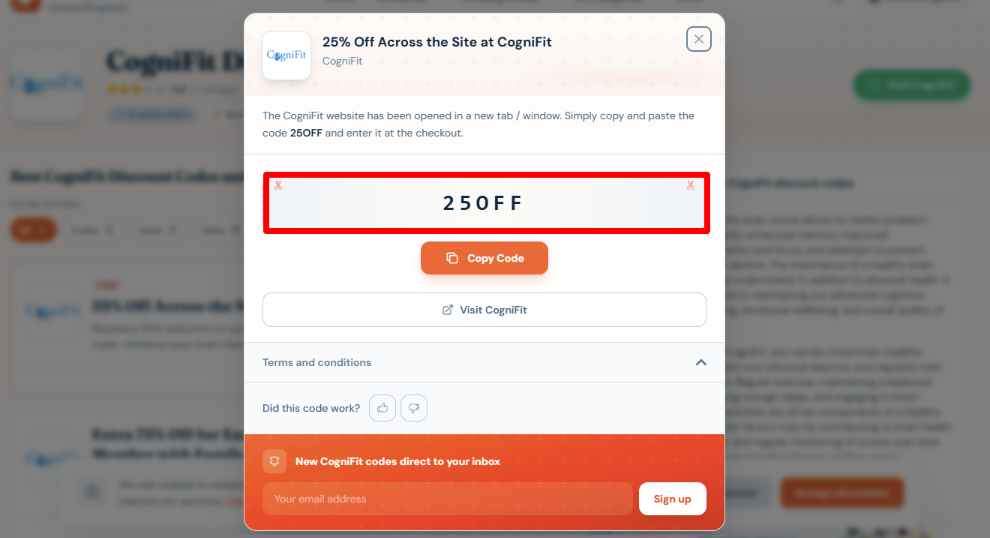 Copy your code and visit CogniFit website to pick your plan
