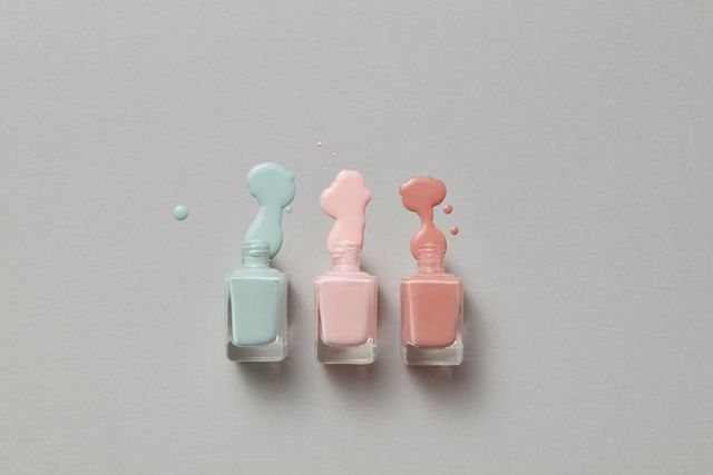A top view of the best gel nail polish in the UK arranged in a repetitive pattern