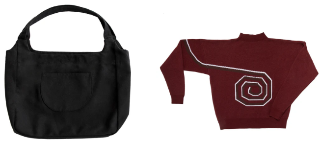 Enso Curved Tote Bag and a Black Graphite hoodie from Blue Nude