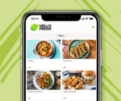 HelloFresh’s app showing menu list