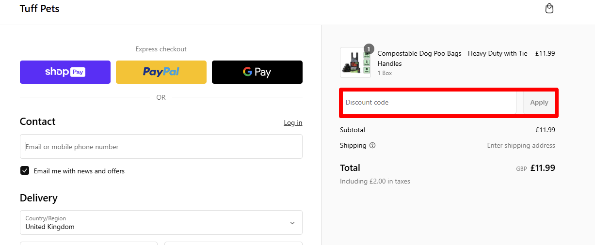 Paste your code and click 'Apply' to redeem your code