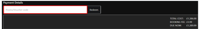 A box where you can add your Karting Nation voucher code to redeem it