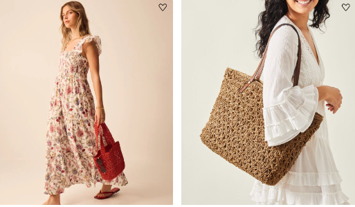 beautiful women wearing Accessorize dressses and holding bags