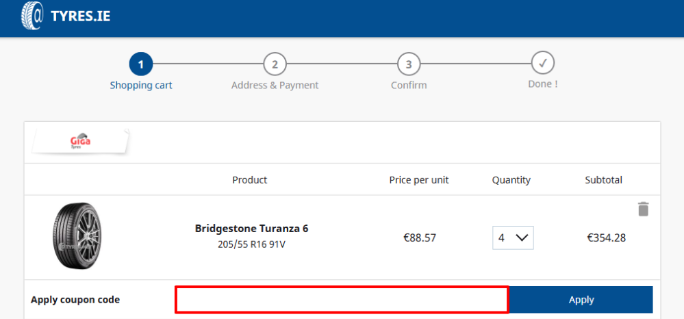 Apply your Tyres.Net promo code to your order to save money