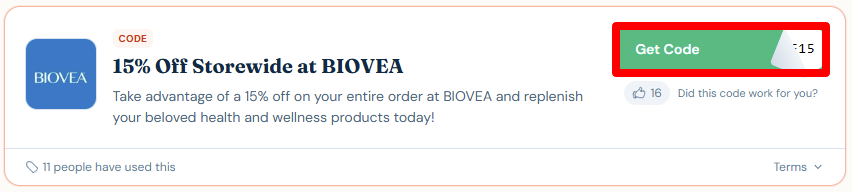 Get your code by clicking in the red box