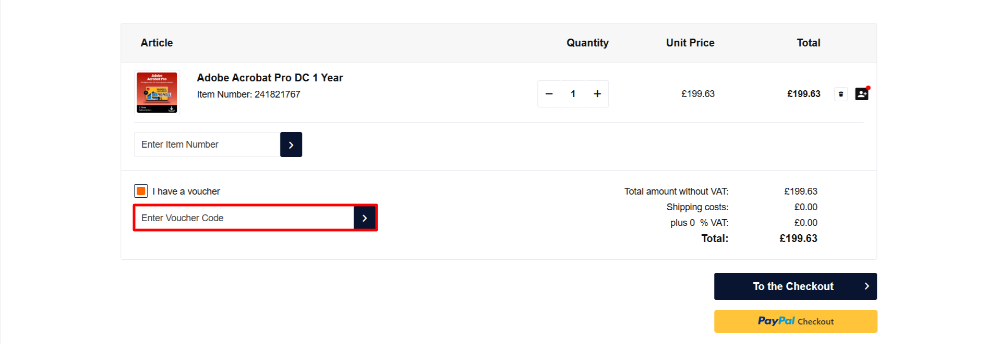 The Blitzhandel24 checkout page and the voucher code box highlighted with a red box