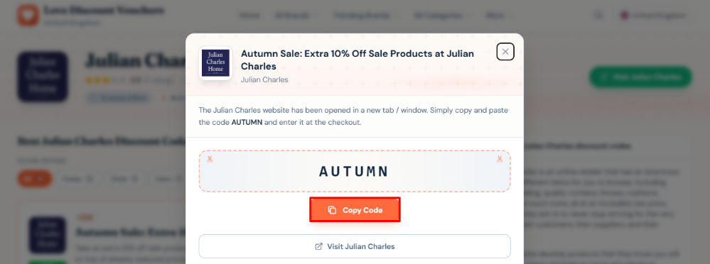 Choosing a {band} voucher code on Love Discount Vouchers