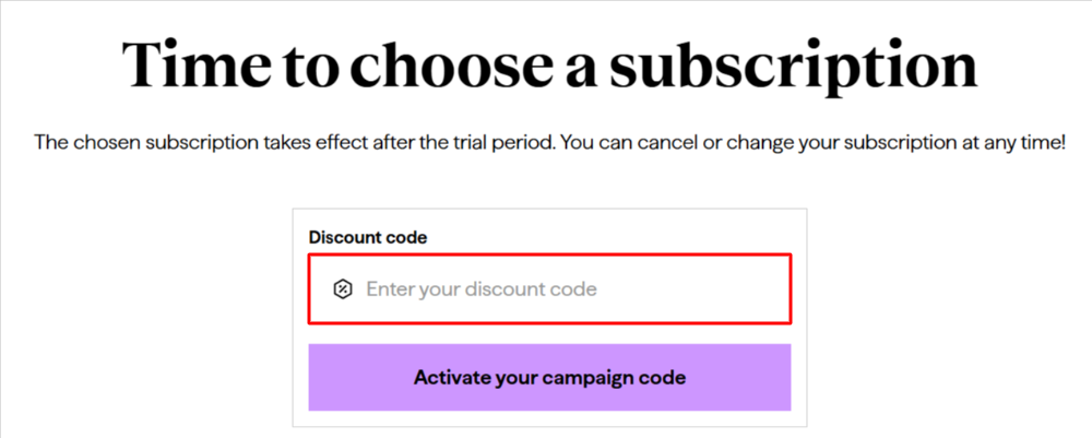 The BookBeat payment page with where to paste the BookBeat voucher code in a red box