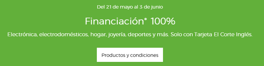 imagen de el corte inglés de financiación y ofertas el corte inglés sobre fondo verde