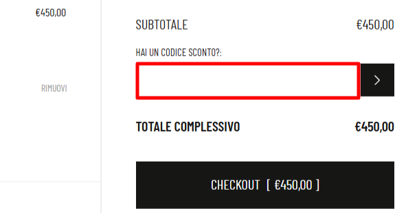 carrello del sito ufficiale Divo Boutique dove poter inserire un codice sconto Divo Boutique