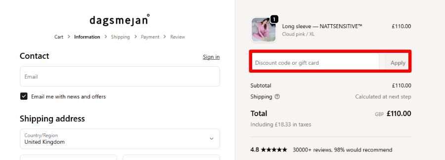 Paste your code to get a discount