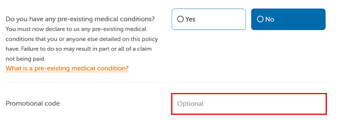 image showing the esure discount code box