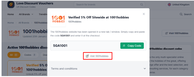 the link that takes you to the 1001hobbies website