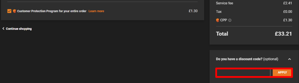 Paste your code in the red box to get your discount