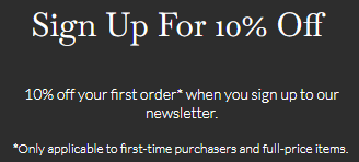 The image shows a 10% discount when signing up
