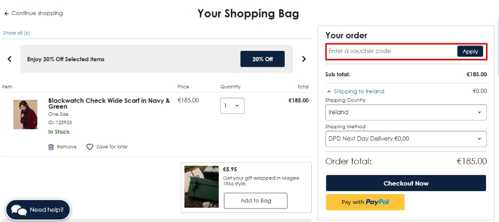 Magee 1866 discount code place at Magee 1866 highlighted by a red box