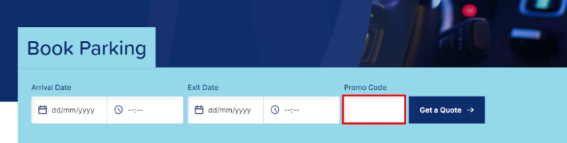 The red box on the Birmingham Airport Parking checkout page, where the discount code is entered