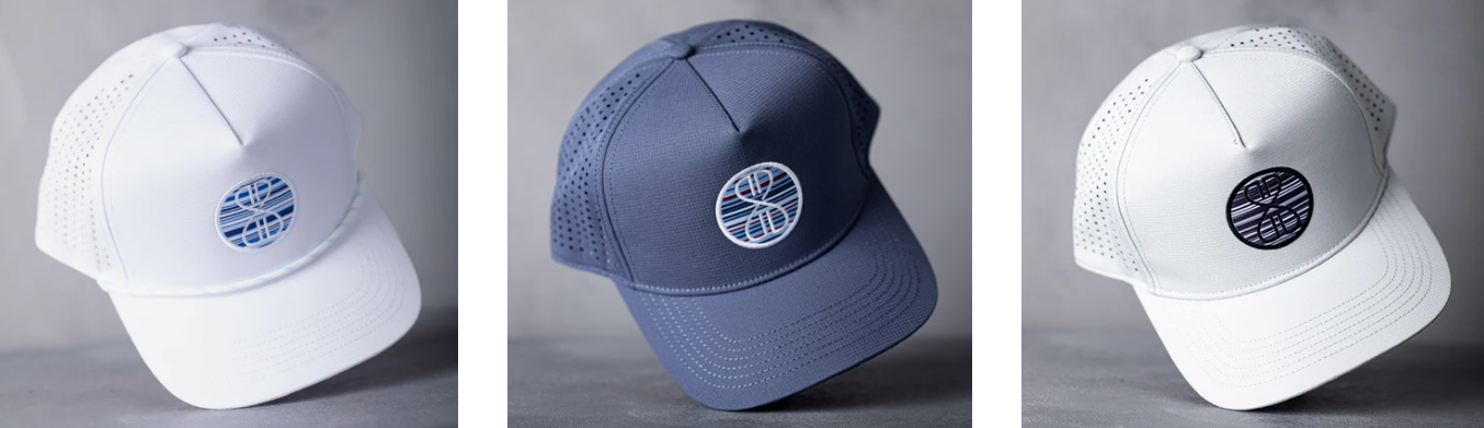 three women's caps coming in similar, yet different design for golfing