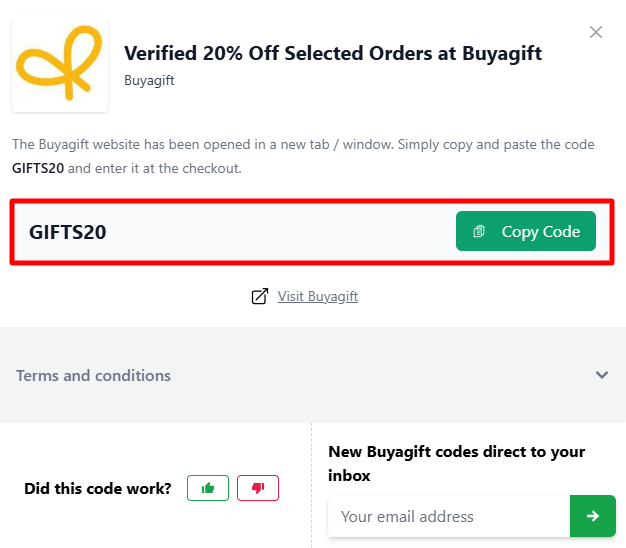 A Buyagift code on Love Discount Vouchers