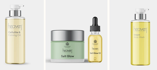 image showing some Heaven Skincare products