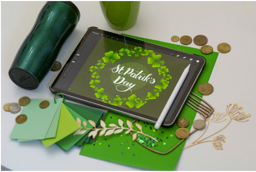 A client tablet where they listed all the items they want to purchase during St. Patrick's Day