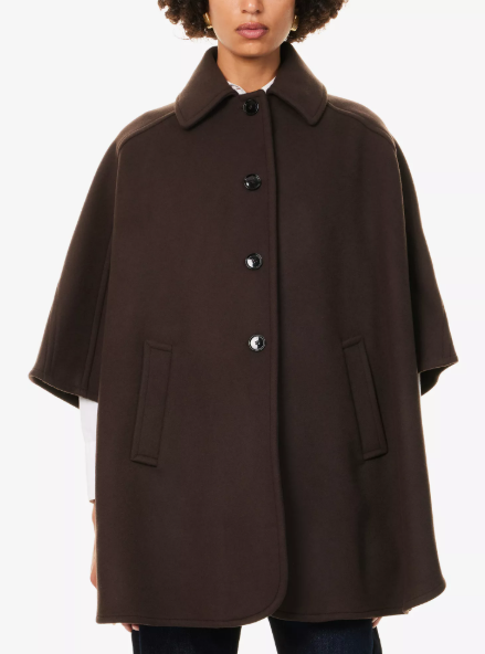 Women’s winter coats and jackets: A model in the ME AND EM Engineered Seam Wool-Blend Cape Coat