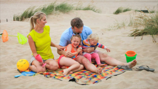 A family on a beach