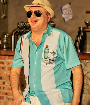 Hardaddy Medieval Cocktail Chest Pocket Short Sleeve Bowling Shirt