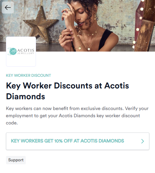The Acotis Diamonds key worker information page.