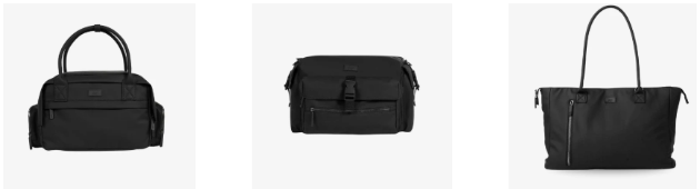 Black Gigil changing bags displayed side by side on a white background